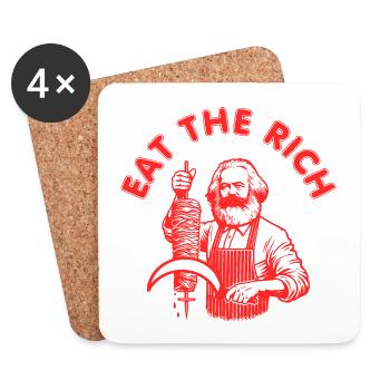 Eat the rich - Karl Marx Eat Doner Kebab Rich - Dessous de verre (lot de 4) - blanc - Devant