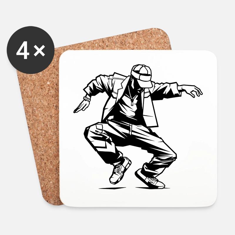 Breakdancer Zeichnung - Untersetzer (4er-Set) - Weiß