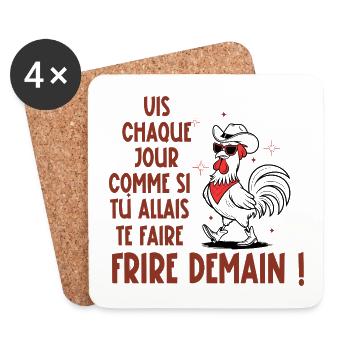 comme si tu allais te faire frire demain - Dessous de verre (lot de 4) - blanc - Devant