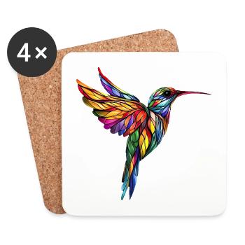 Liebe Kolibris Bunte Buntglas Kolibri - Untersetzer (4er-Set) - Weiß - Vorne