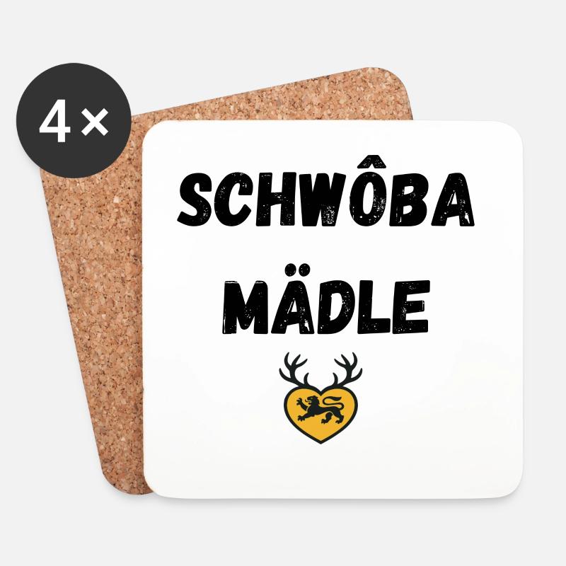 Schwoba Mädle Schwäbisch - Untersetzer (4er-Set) - Weiß