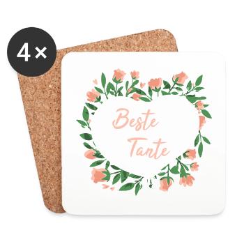 Beste Tante Neffe Nichte - Untersetzer (4er-Set) - Weiß - Vorne