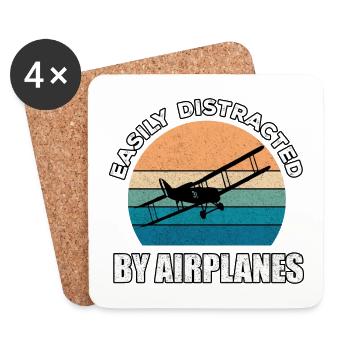 Flugzeug Pilot Fliegen Abgelenkt I Geschenk - Untersetzer (4er-Set) - Weiß - Vorne