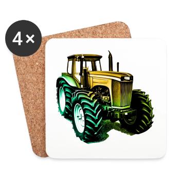 Tracteur Agriculture - Dessous de verre (lot de 4) - blanc - Devant