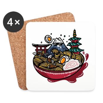 kawaii ramen sweet anime food delicious noodle soup - Coasters (set of 4) - white - Front