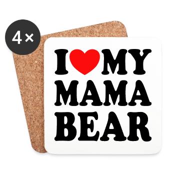 J'aime Ma Maman Ours - J'adore Ma Maman Ours - Dessous de verre (lot de 4) - blanc - Devant