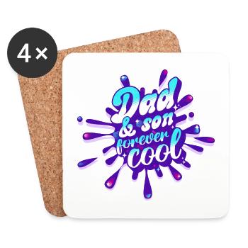 Père Et Fils Pour Toujours Cool Fête Des Pères - Dessous de verre (lot de 4) - blanc - Devant