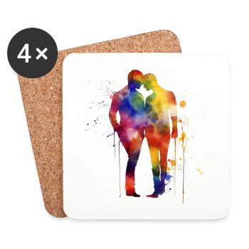 Pride Love Paar - Untersetzer (4er-Set) - Weiß - Vorne