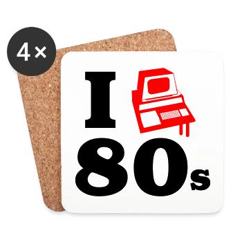 J’adore les années 80 | Ordinateur rétro - Dessous de verre (lot de 4) - blanc - Devant