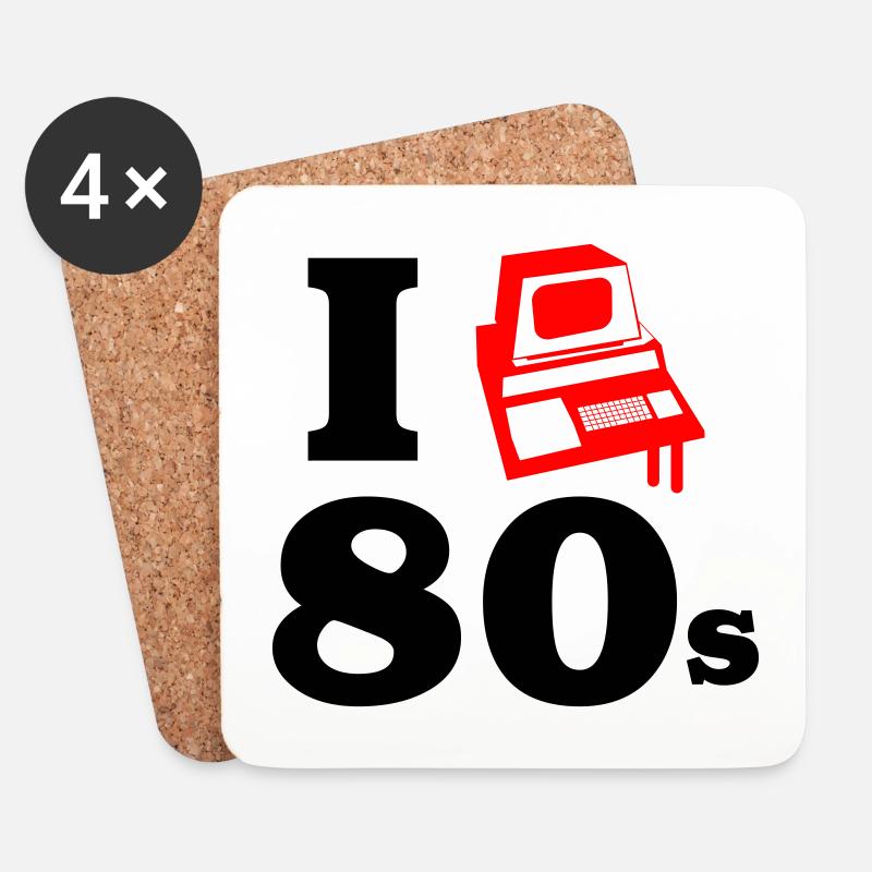 i love 80s | Retro-Computer - Untersetzer (4er-Set) - Weiß