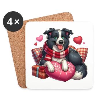 Border Collie Love - Coasters (set of 4) - white - Front