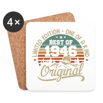 Vintage 1946 Légende - Rétro Cadeau D’anniversaire - Dessous de verre (lot de 4) - blanc - Devant