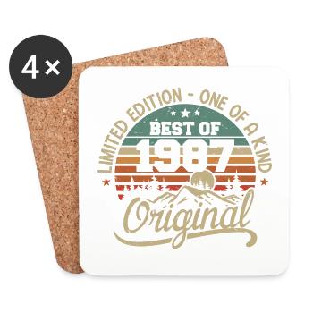 Vintage 1987 Légende - Rétro Cadeau D’anniversaire - Dessous de verre (lot de 4) - blanc - Devant