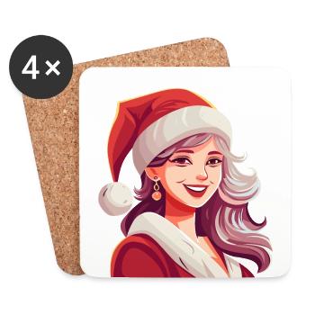 Père Noël – Le Père Noël en tant que femme - Dessous de verre (lot de 4) - blanc - Devant