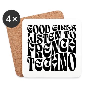 Filles Écoutent De La Techno Française - Dessous de verre (lot de 4) - blanc - Devant