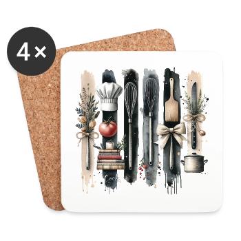 Vintage Kitchen for Female Cook - Coasters (set of 4) - white - Front