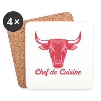 Kitchen bull illustration - Coasters (set of 4) - white - Front