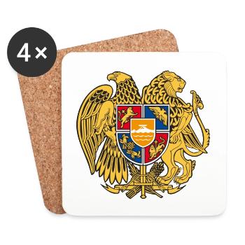 03 Armenien Wappen Armenia Армения T-Shirts - Untersetzer (4er-Set) - Weiß - Vorne