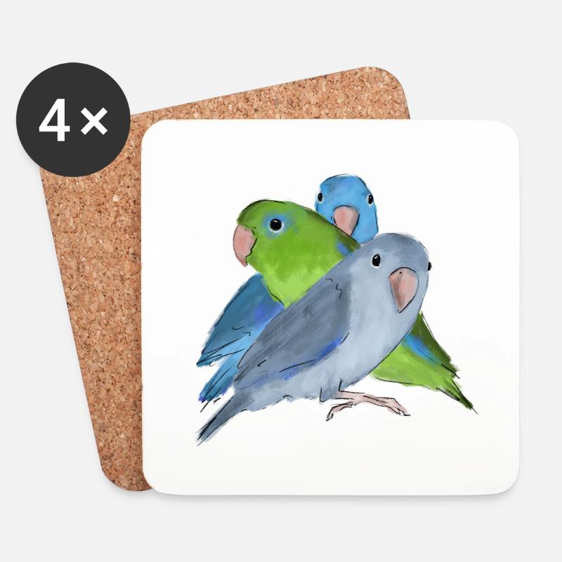 Three parrot parrots - Coasters (set of 4) - white