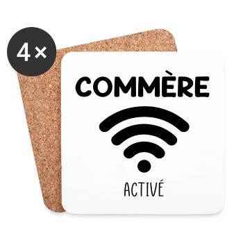 Phrase drôle Commère activé - Dessous de verre (lot de 4) - blanc - Devant