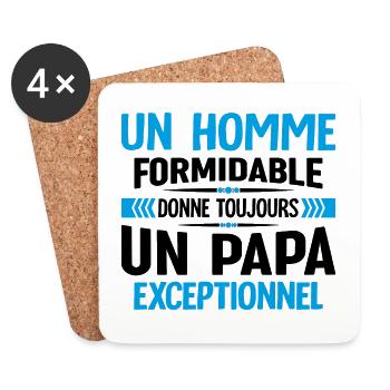 Un Homme Formidable Donne Un Papa Exceptionnel - Dessous de verre (lot de 4) - blanc - Devant