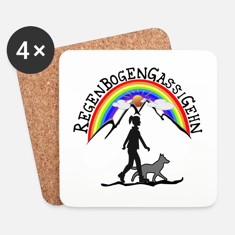 Gassi gehen - Untersetzer (4er-Set) - Weiß