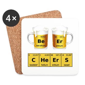 Beer Periodic Table Be Er - Coasters (set of 4) - white - Front