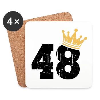48 Krone 48. Geburtstag 48 Jahre - Untersetzer (4er-Set) - Weiß - Vorne
