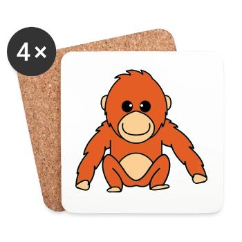 Lachender Orang-Utan - Untersetzer (4er-Set) - Weiß - Vorne