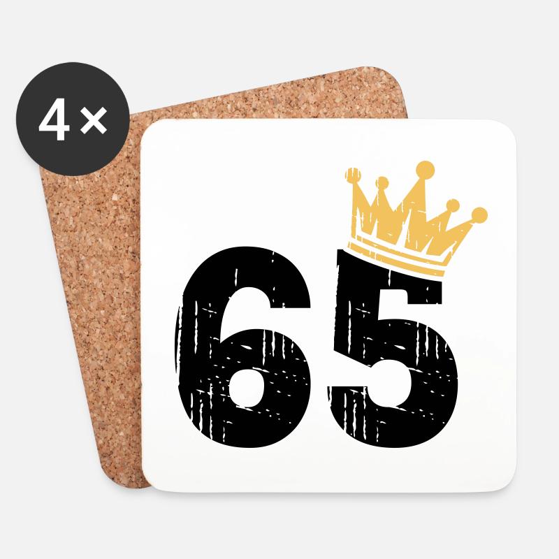 65 Krone 65. Geburtstag 65 Jahre - Untersetzer (4er-Set) - Weiß