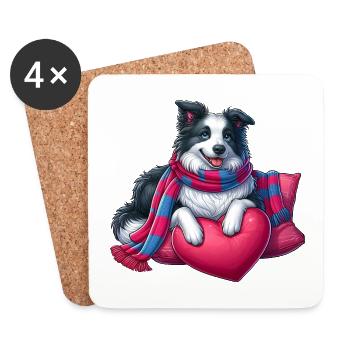 Border Collie - Coasters (set of 4) - white - Front