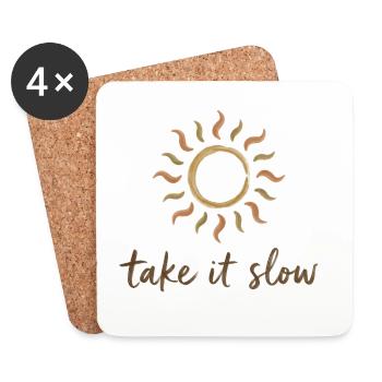 Take It Slow Sun Logo - Dessous de verre (lot de 4) - blanc - Devant