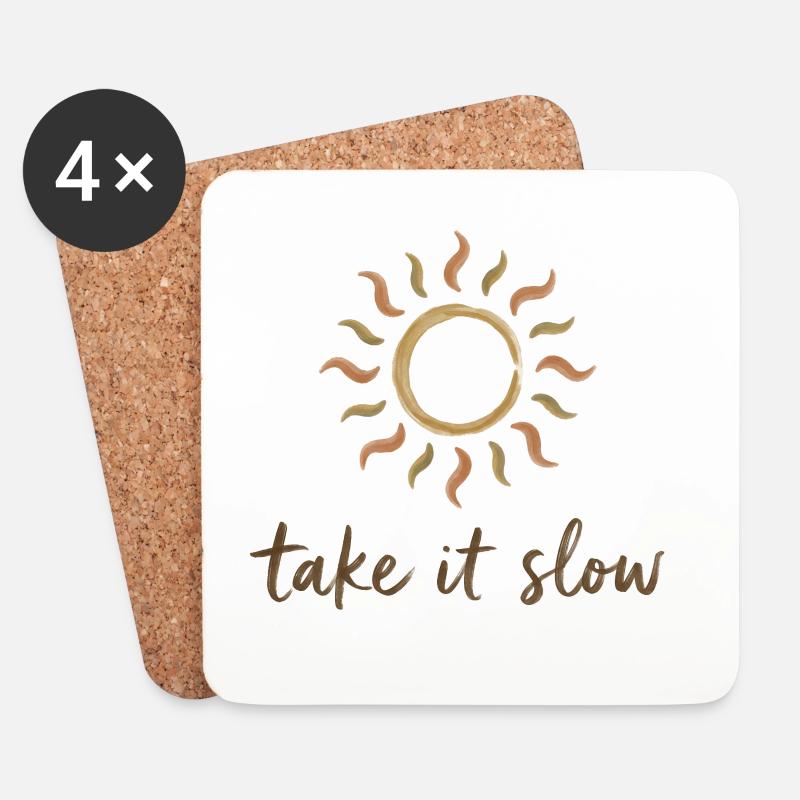 Take It Slow Sonnenlogo - Untersetzer (4er-Set) - Weiß