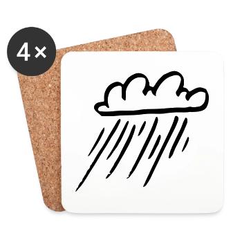 Regen & Wolke / rain cloud - Regenwolke - nass - Untersetzer (4er-Set) - Weiß - Vorne