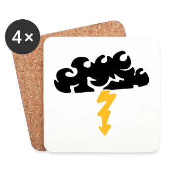 Lightning from a cloud / thunderstorm & lightning - Coasters (set of 4) - white - Front