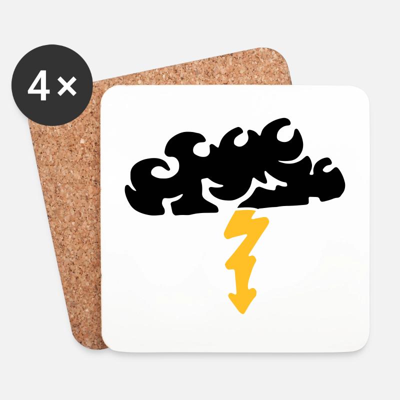 Lightning from a cloud / thunderstorm & lightning - Coasters (set of 4) - white