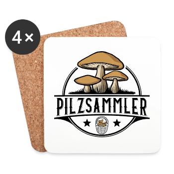 PILZSAMMLER PILZE SUCHEN PILZJÄGER - Untersetzer (4er-Set) - Weiß - Vorne