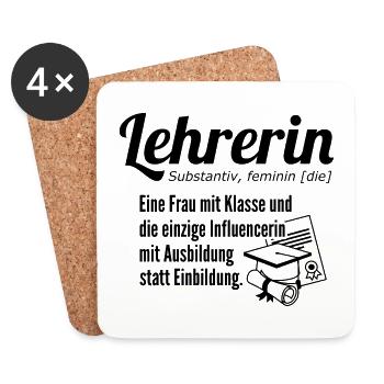 Lehrerin Definition eine Frau mit Klasse - Untersetzer (4er-Set) - Weiß - Vorne