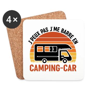 Je Peux Pas Je Me Barre En Camping-Car Cadeau - Dessous de verre (lot de 4) - blanc - Devant