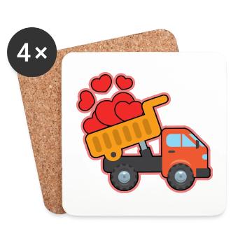 Excavatrice Chantier de construction Ouvrier de la construction Construction Coeur I Cadeau - Dessous de verre (lot de 4) - blanc - Devant