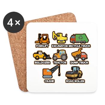 Excavatrice Chantier de construction Ouvrier de construction Camion de construction I Cadeau - Dessous de verre (lot de 4) - blanc - Devant