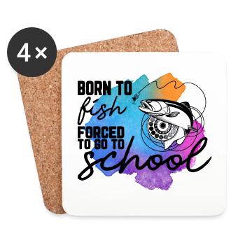 Né pour pêcher forcé d’aller à l’école - Dessous de verre (lot de 4) - blanc - Devant