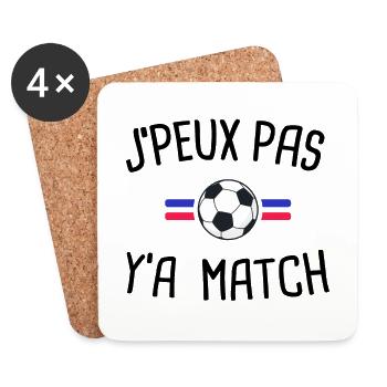 J'peux pas j'ai match de foot - Dessous de verre (lot de 4) - blanc - Devant
