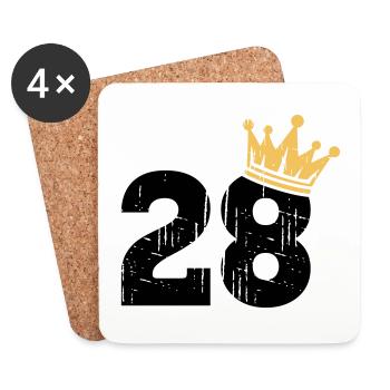28 Krone 28. Geburtstag 28 Jahre - Untersetzer (4er-Set) - Weiß - Vorne