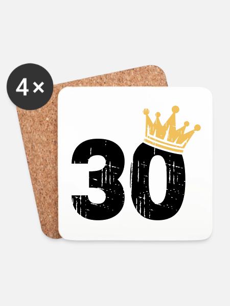 30 Krone 30. Geburtstag 30 Jahre - Untersetzer (4er-Set) - Weiß