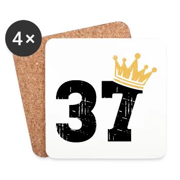 37 Krone 37. Geburtstag 37 Jahre - Untersetzer (4er-Set) - Weiß - Vorne