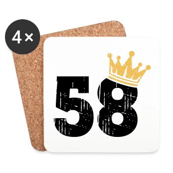 58 Couronne 58e anniversaire 58 ans - Dessous de verre (lot de 4) - blanc - Devant