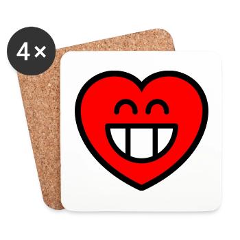 Emoticon Grin Heart (Farben änderbar) - Untersetzer (4er-Set) - Weiß - Vorne