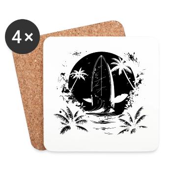 Dessin de surf - Dessous de verre (lot de 4) - blanc - Devant