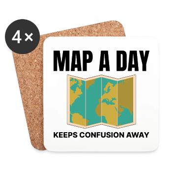 World Map GIS Cartography Earth Geography - Coasters (set of 4) - white - Front